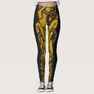 Leggings Dragón de nudo celta enrollado de oro envuelto en