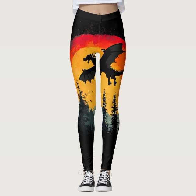 Leggings Dragón del bosque del atardecer (Anverso)