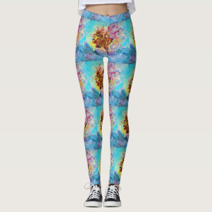 Leggings DRAGÓN marino con fantasía rosa amarillo dorado az