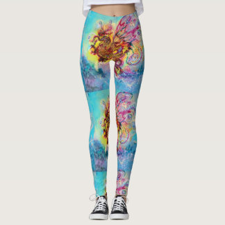 Leggings DRAGÓN marino con fantasía rosa amarillo dorado az