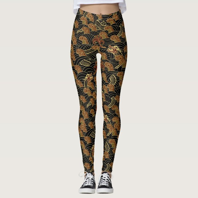 Leggings Dragón Oculto Tradicional Oriental (Anverso)