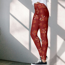 Leggings Dragón Rojo Año Nuevo Chino Símbolo afortunado 福