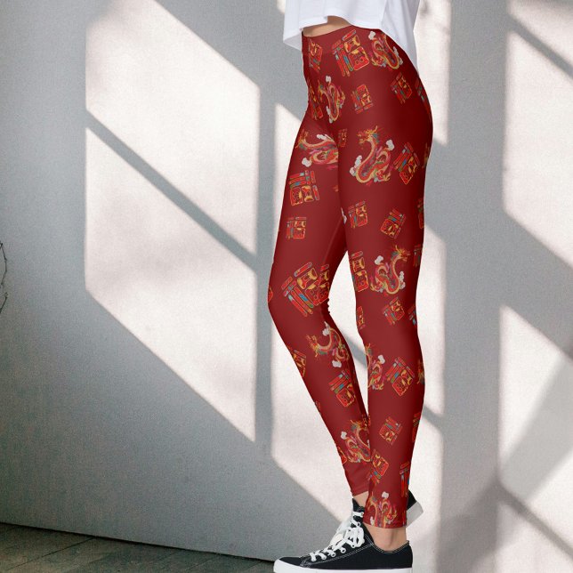 Leggings Dragón Rojo Año Nuevo Chino Símbolo afortunado 福 (Subido por el creador)