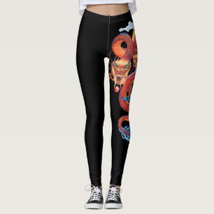 Leggings Dragón rojo del chino de la perla