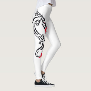 Leggings Dragón tribal de silueta con respiración de fuego