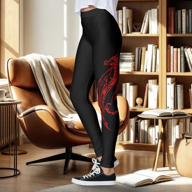Leggings Dragón tribal rojo negro (Subido por el creador)