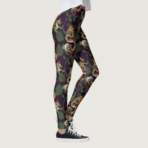 Leggings Dragón Verde Y Florales