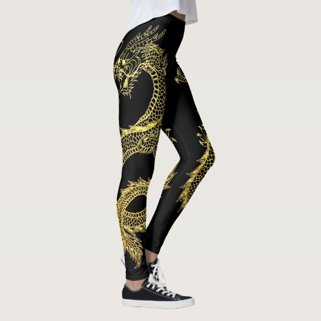 Leggings Dragones dorados Personaliza el color de fondo (Derecha)