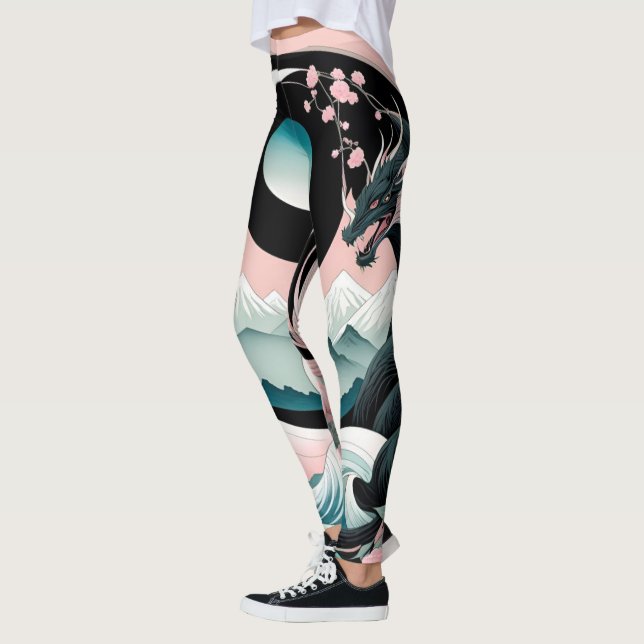 Leggings Dragones Floral Montaña rosa Sage Verde azulado (Izquierda)