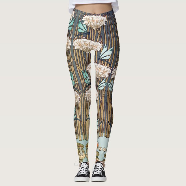 Leggings Dragonflies Water Lilies Marsh Art Nouveau (Anverso)