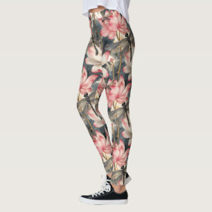 Leggings Dragonfly y diseño de Lotus rosa claro