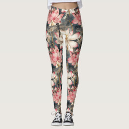 Leggings Dragonfly y diseño de Lotus rosa claro