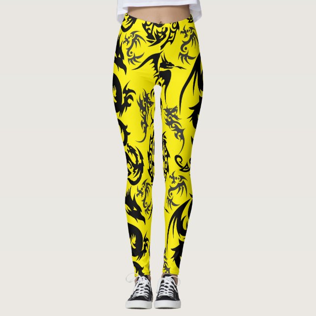 Leggings Dragons outline pattern 05.b.DOLP01. Yellow BG (Anverso)