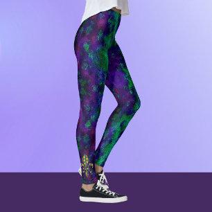 Leggings Dramático Mardi Gras Purple Green Fleur di Lis