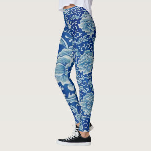 Leggings Dreamy Blue Lotus Vintage Chinoiserie