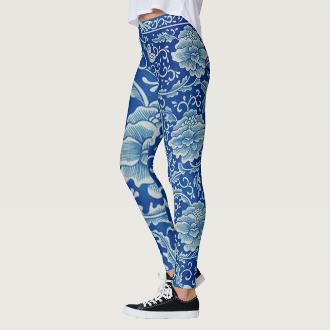 Leggings Dreamy Blue Lotus Vintage Chinoiserie (Izquierda)