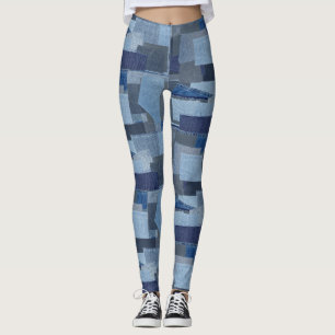 Leggings Dril de algodón azul Shibori del remiendo de Boro