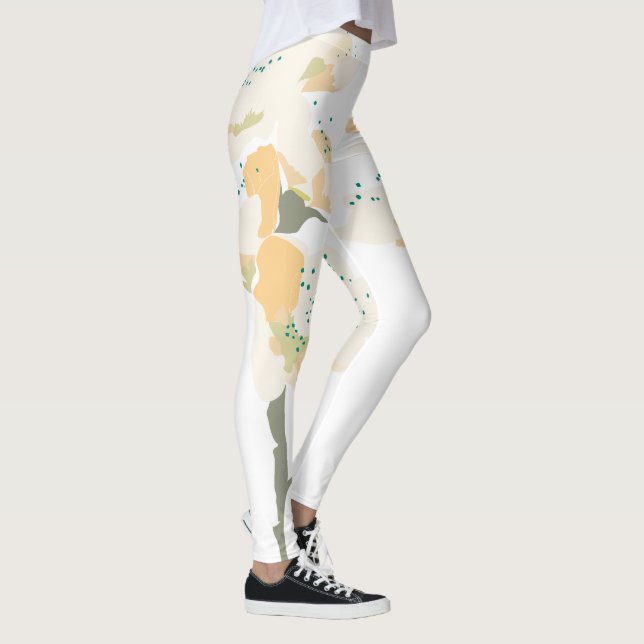 Leggings ducha de novia, flor floral botánica naranja (Derecha)