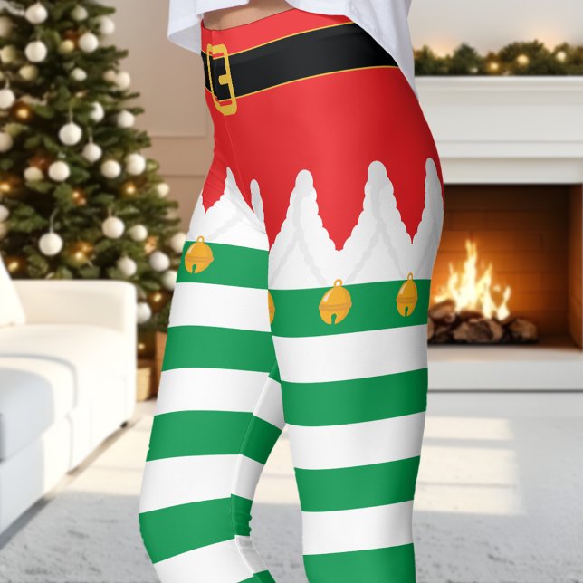 Leggings Duende de Navidad Rojo y Verde Raya Fiesta (Subido por el creador)