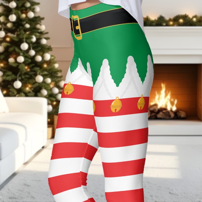 Leggings Duende de Navidad Verde y Rojo a Rayas Navideñas (Subido por el creador)