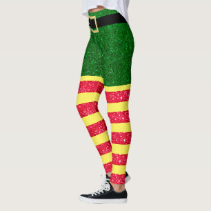 Leggings Duende Purpurina Navidad Rojo Verde Amarillo