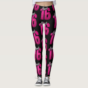 Leggings Dulce 16" del negro y del rosa "polainas
