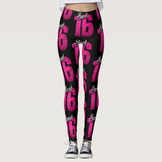 Leggings Dulce 16" del negro y del rosa "polainas