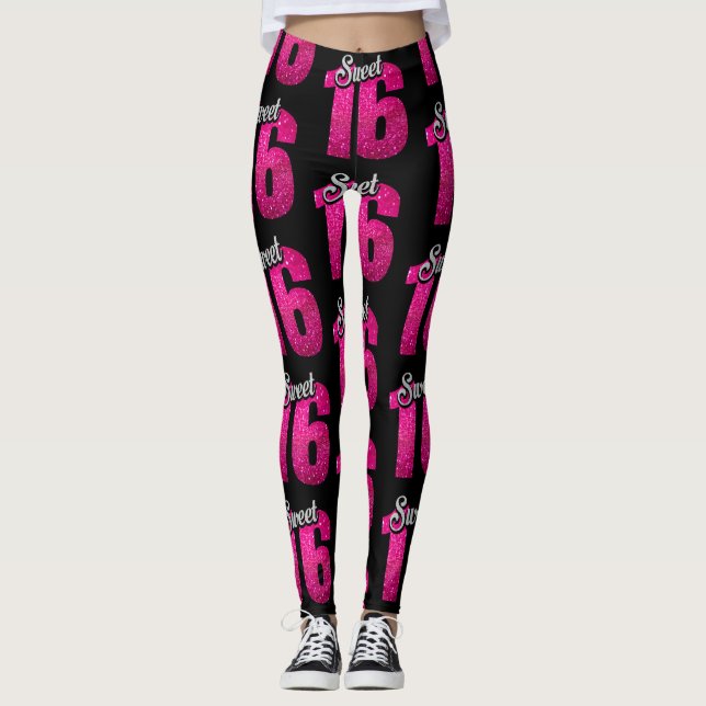 Leggings Dulce 16" del negro y del rosa "polainas (Anverso)