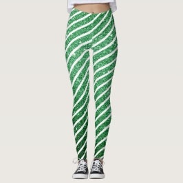 Leggings Dulce Caña de Caramelo de Navidad Brillo Verde Ray