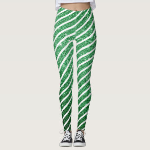 Leggings Dulce Caña de Caramelo de Navidad Brillo Verde Ray