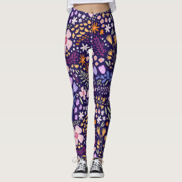 Leggings Dulce nombre personalizado de acuarela floral en f
