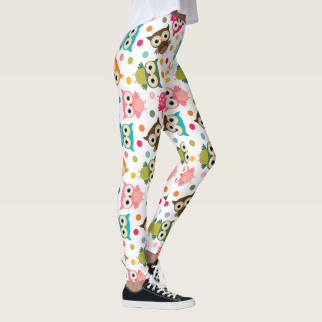 Leggings Dulce patrón de búho multicolor (Derecha)