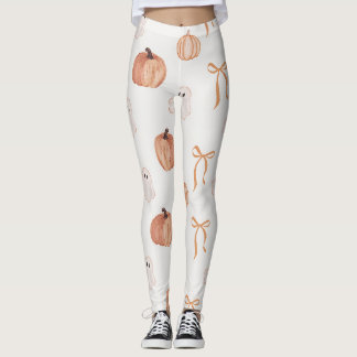 Leggings Dulce Patrón de Fantasma y Calabaza de Halloween |