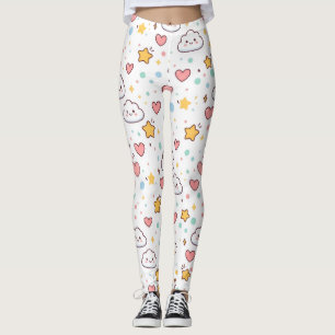 Leggings Dulce patrón de garabatos pastel Kawaii L de impre