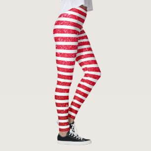 Leggings Dulce Patrón Navideño de Caña de Caramelo con Raya