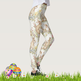Leggings Dulces Bunnies de Pascua y Daffodils Piernas de pr