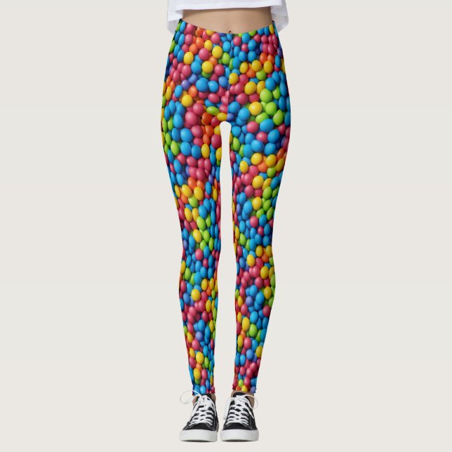 Leggings Dulces, caramelos, fondo de chicle de burbuja (Anverso)