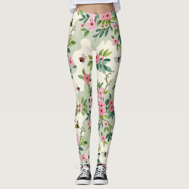 Leggings Dusty Rosa Cream Butterflies Bee Camo (Anverso)