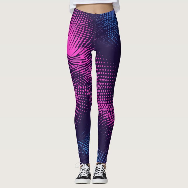 Leggings 💖 Dynamic Pink & Purple Dotted Abstract Pattern  (Anverso)
