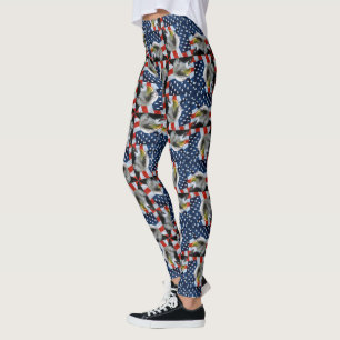 Leggings Eagle calvo y bandera americana patrióticos