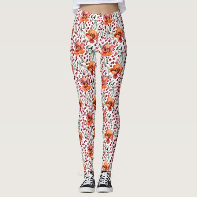 Leggings Earthy Colors, Fall Flowers (Anverso)