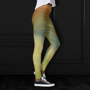 Leggings Earthy Retro Strata Agante de tono neutro vintag