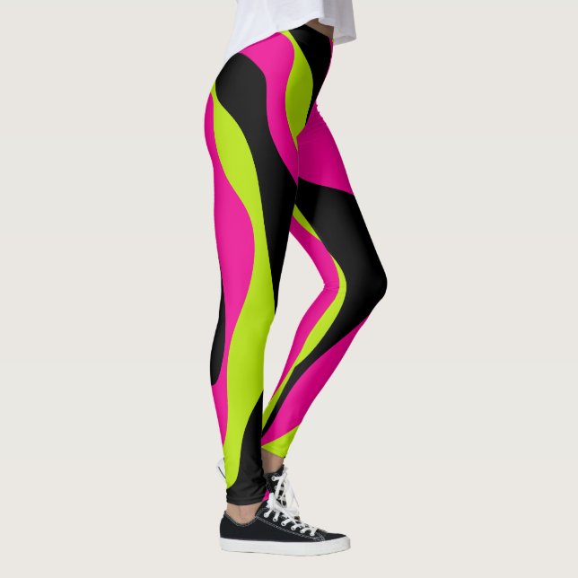 Leggings Ebb and Flow 4 en verde lima, rosa caliente y negr (Derecha)