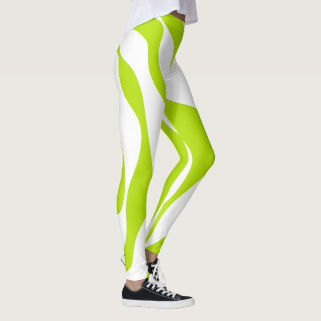 Leggings Ebb y Flow 4 en verde limón y blanco (Derecha)