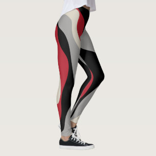 Leggings Ebb y Flow 4 - Rojo, Gris, Negro y Blanco Hueso