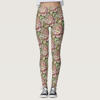Leggings Echeveria Cactus Suculento Pintura Acrílica