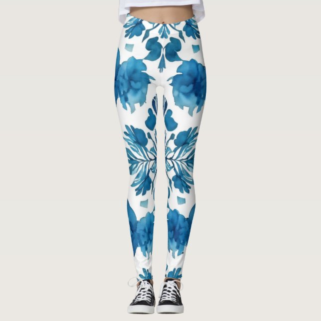 Leggings Ecos de Groovy: Patrón de acuarela Boho (Anverso)