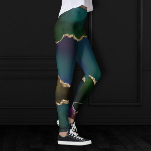 Leggings Edgy Agate Moody Jewel Tone oscuro Verde azulado