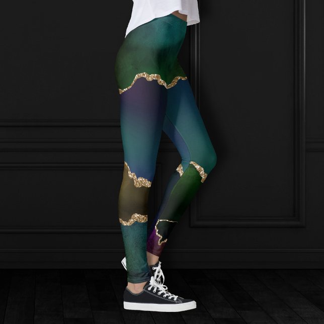 Leggings Edgy Agate | Moody Jewel Tone oscuro Verde azulado (Subido por el creador)