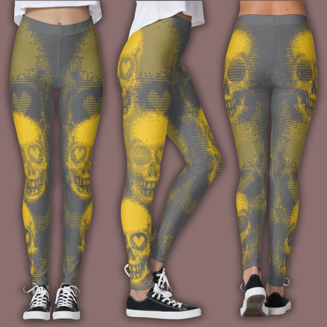 Leggings Edgy Skull Pattern | Yellow and Grey (Subido por el creador)